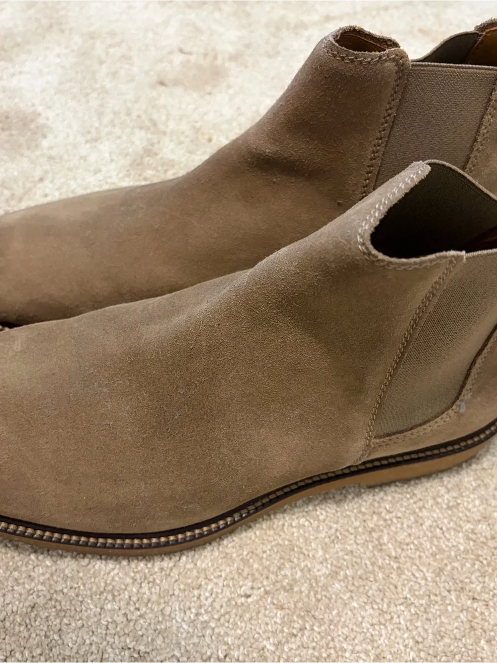 Boss Men's Suede Chelsea Boots in Taupe